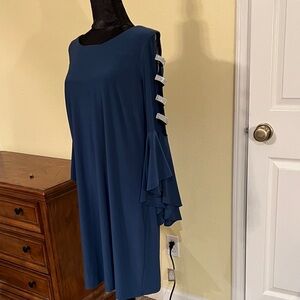 MSK Teal Dress with Embellished Sleeves